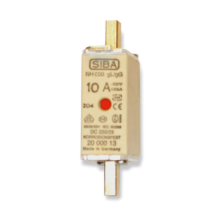 SIBA 2000013.16 NH000 gG Ceramic Fuse Link, 16A 500VAC/220VDC, on white background.