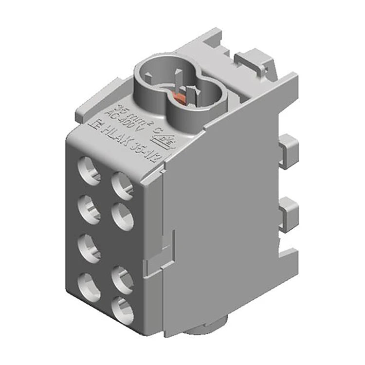 Pollmann HLAK 35-1/2 M2 main-line branch terminal, grey, on white background.
