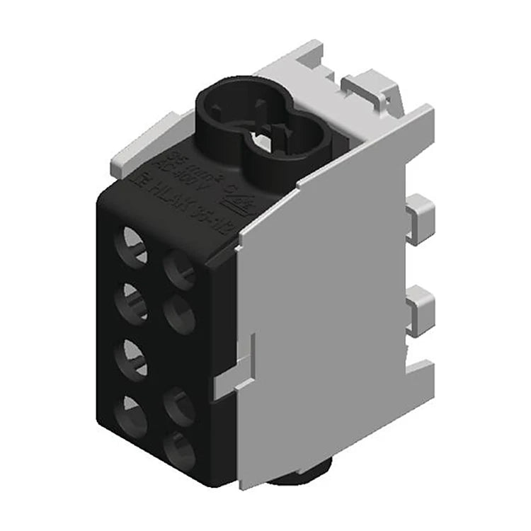 Pollmann HLAK 35-1/2 M2 main-line branch terminal, black, on white background.