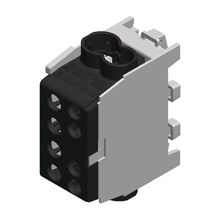 Pollmann HLAK 35-1/2 M2 main-line branch terminal, black, on white background.