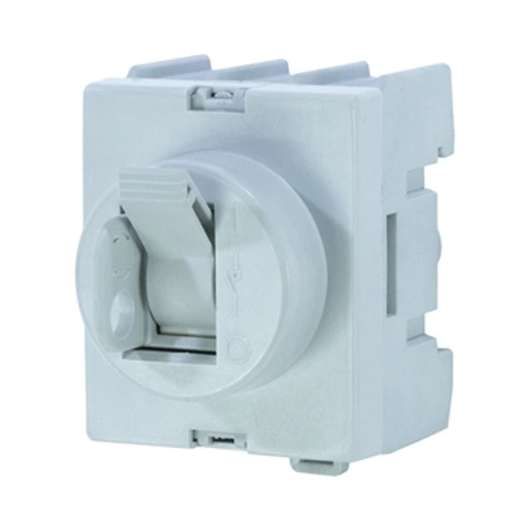 GARO KUE 340 3-pole 40 A main switch for DIN rail, grey, on white background.