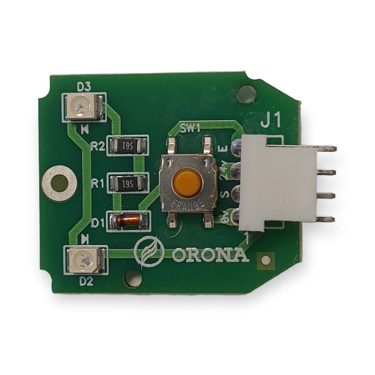 Orona Arca II push button PCB with LED indicators and 4-pin connector, on white background.