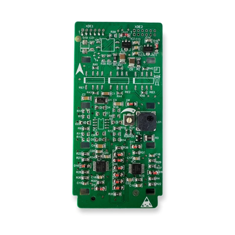 FIGS LOPCA2.QB 2 Button LOP PCB 59324325 (59324324-59324325), top view of green circuit board with chips, resistors, and connectors, on white background.