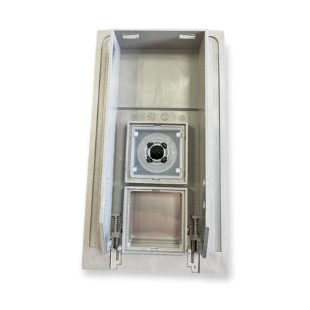 LOP Panel GS300 PG-1WWB (UP) 59326497, open enclosure with central circular connector and lower empty compartment, on white background.
