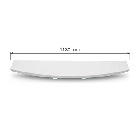 White Schindler car light diffuser / lamp cover with corner profiles, medium size for BK 1200 car, 1180 × 175 mm, part 59343573, front view on white background with dimensions.