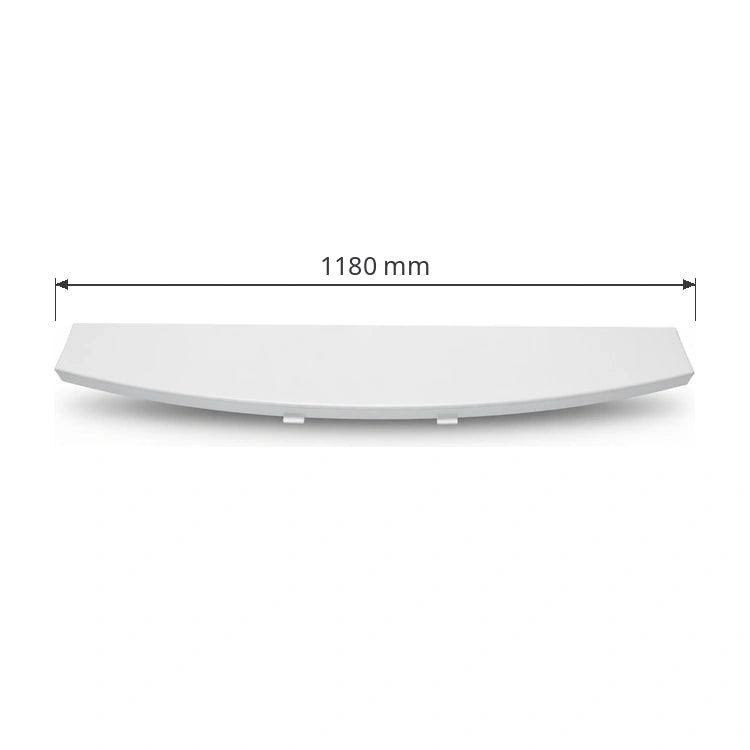 White Schindler car light diffuser / lamp cover with corner profiles, medium size for BK 1200 car, 1180 × 175 mm, part 59343573, front view on white background with dimensions.