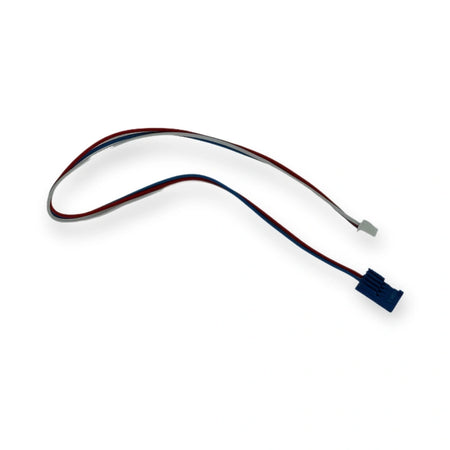 Push Button Cable OTIS Gen2 / 2000. 30cm 4-pin - 3 Lines (6.4HE13), top view of curved multi-colored wires with two distinct connectors, on white background.