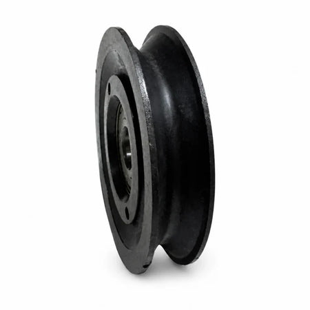 Thyssen S8-compatible V-profile hanger roller, 70/60 × 17 mm, with a black grooved wheel and central metal bearing, SKU 7340233138143, shown in a front three-quarter studio view.