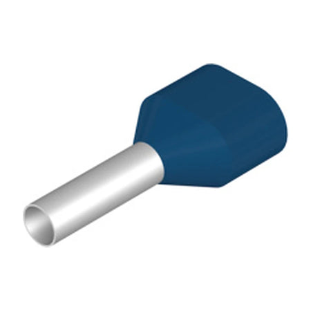 Weidmüller H2,5/19D ZH BL SV twin wire end ferrule, 2 × 2.5 mm², on white background.