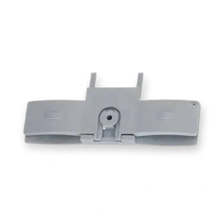 QKS11 Insert shoe guide 74mm (960725), top view of gray plastic clip with central pivot and side arms, on white background.