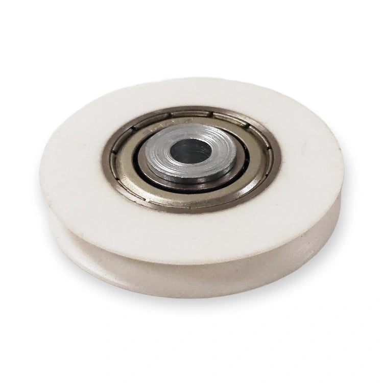 Schindler V30 300P compatible sync roller 45x8 mm with 6001 bearing, top view on white background.