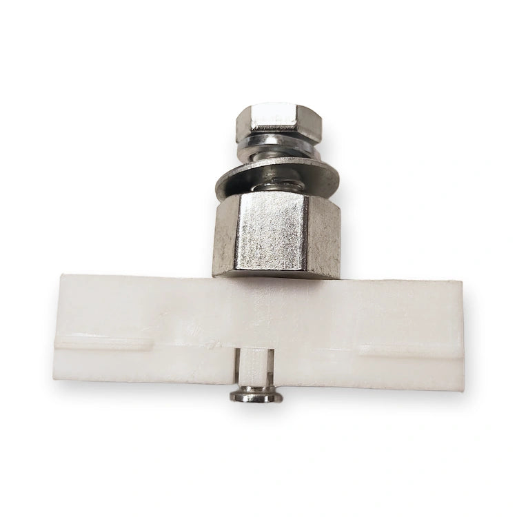 Schindler 5400 300P V30 compatible door slider complete set, angled view on white background.