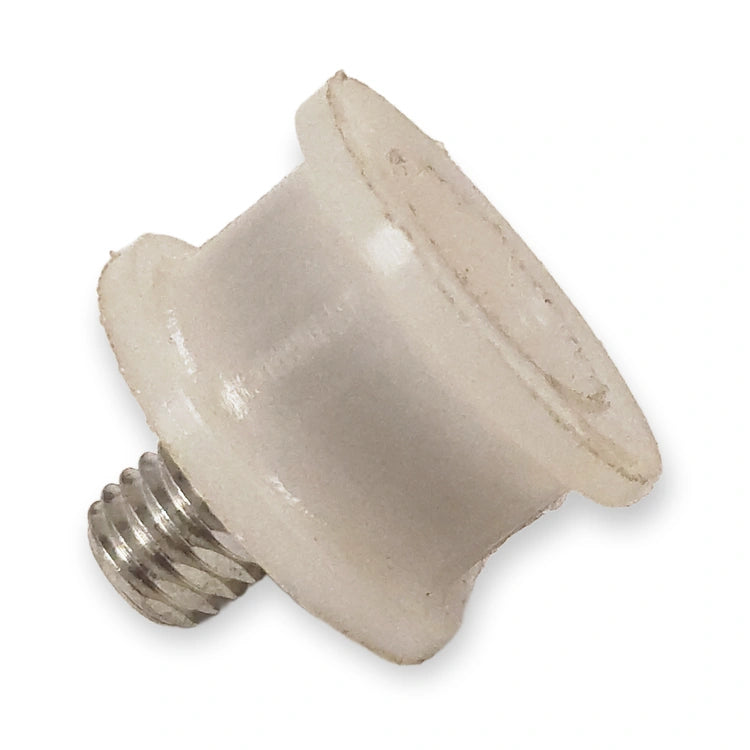Schindler Varidor 30 upthrust counter roller 34 mm with M12 stud, angled view on white background.