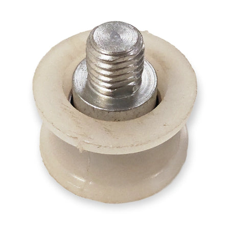 Schindler Varidor 30 upthrust counter roller 34 mm, M12 stud top view on white background.
