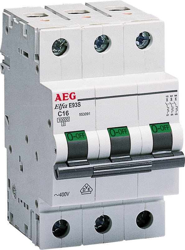 AEG E93S C32 - Miniature Circuit Breaker, 3-Pole, 32A, 10kA