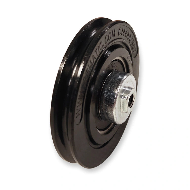 Sematic sync cable roller Ø58 mm, side view with C144AAZX02 moulding, on white background.