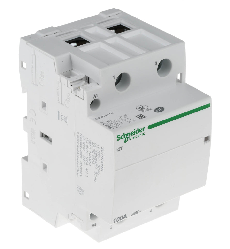 Schneider Contactor 2 Pole 100A 230V AC iCT Series A9C20882