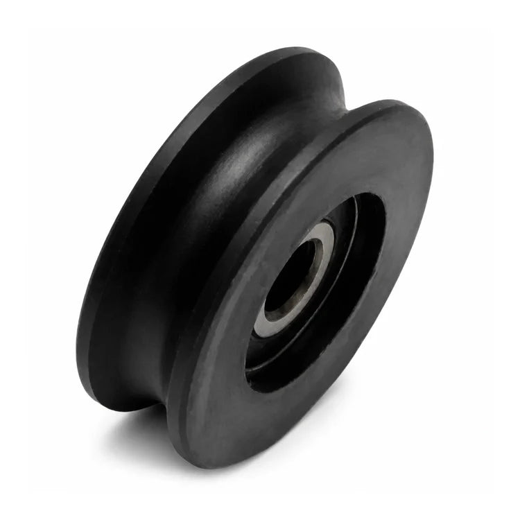 WITTUR CN0454 guide roller, front three-quarter view showing the black grooved roller and central metal bearing