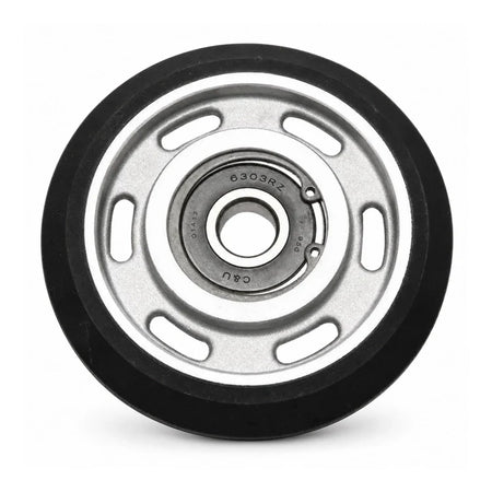 D125 Thyssen RG-76W guide roller, front view showing 6303RZ bearing