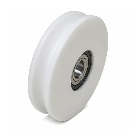 DEH102029 door hanger roller for KONE elevator door systems, 98/85 × 17 mm with 20 mm bore, front three-quarter view.