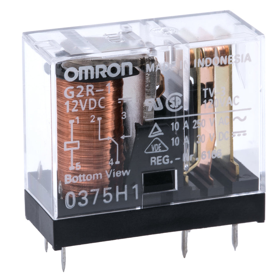 Omron Relæ SPDT 12V DC 10A PCB-montering G2R-1 DC12