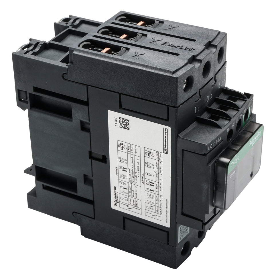 Schneider-kontaktor 24V AC/DC 40A 3PST 690V LC1D40ABNE