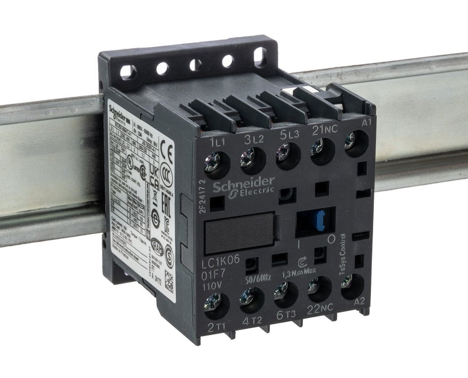 Schneider-kontaktor 110V AC-spole, 6A, 3P, 3kW, TeSys K LC1K0601F7