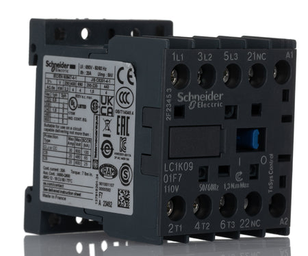 Schneider Contactor 3P 20A 110V AC TeSys K LC1K0901F7