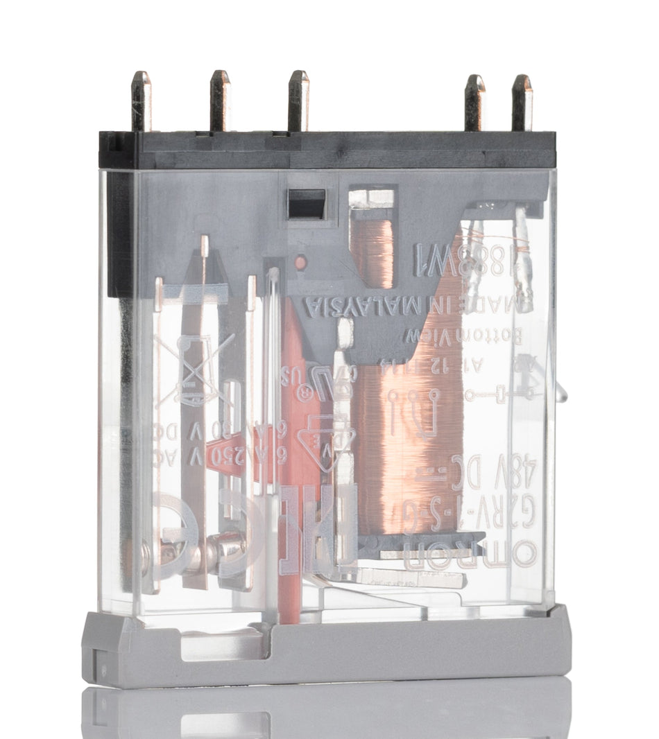Omron Relæ 48V DC SPDT 6A DIN-skinne G2RV-1-SG DC48