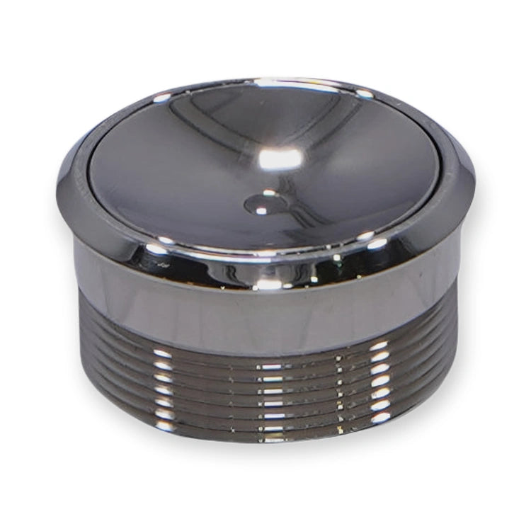 OTIS Push Button Vandal-Proof Red MCS FAA25090L1, top-down view of a domed chrome button with ribbed base, on white background.