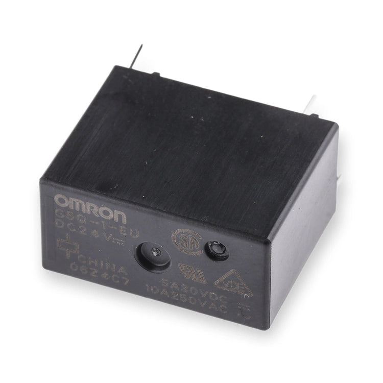 Omron Relay SPDT 24V DC 10A PCB Mount G5Q-1-EU DC24 (G5Q-1-EU-DC24), on white background.