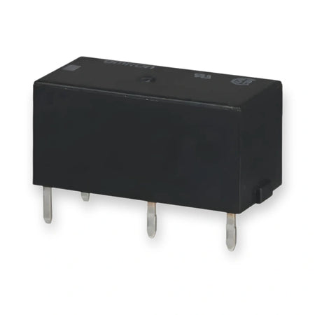 Omron Relay DPST 5V DC 5A PCB Mount G6B-2114P-US DC5 (G6B-2114P-US-DC5), black rectangular housing with metal pins and top surface markings, on white background.
