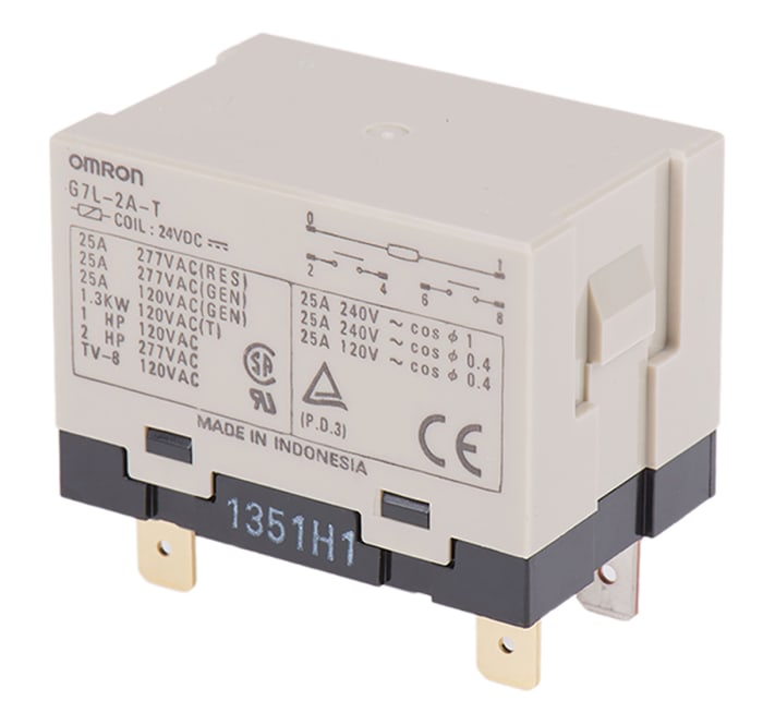 Omron Relay DPST 24V DC Coil 25A Panel Mount G7L-2A-T DC24