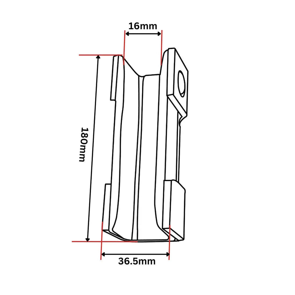 Inserto per pattini guida GE standard pieghevole 180x36,5x50 16 mm