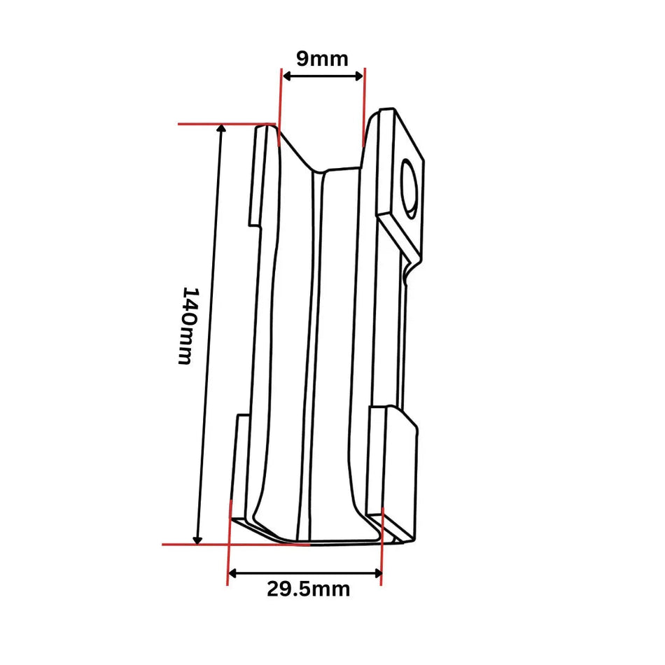 Inserto per pattini guida GE standard pieghevole 140x29,5x30 9 mm