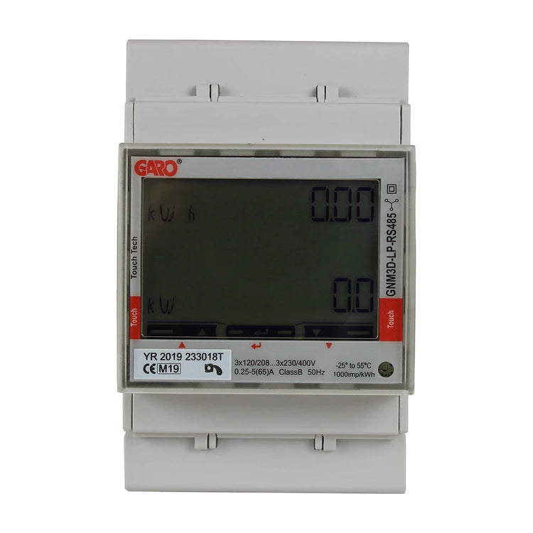 GARO GNM3D 3-phase direct-connected energy meter, 65 A, MID (used), illustration of the GNM3D housing, on white background.