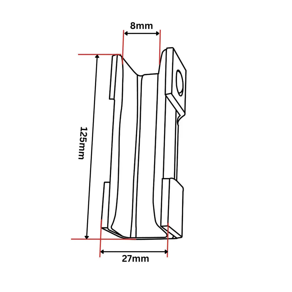 Inserto per pattini guida Haushahn + guida kula 125x27x28 8 mm