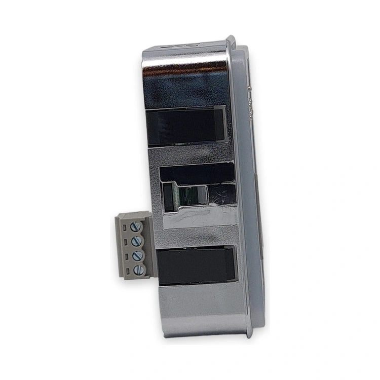 LiftLogic KK70 push button side view with the 4-pole connector, on white background.
