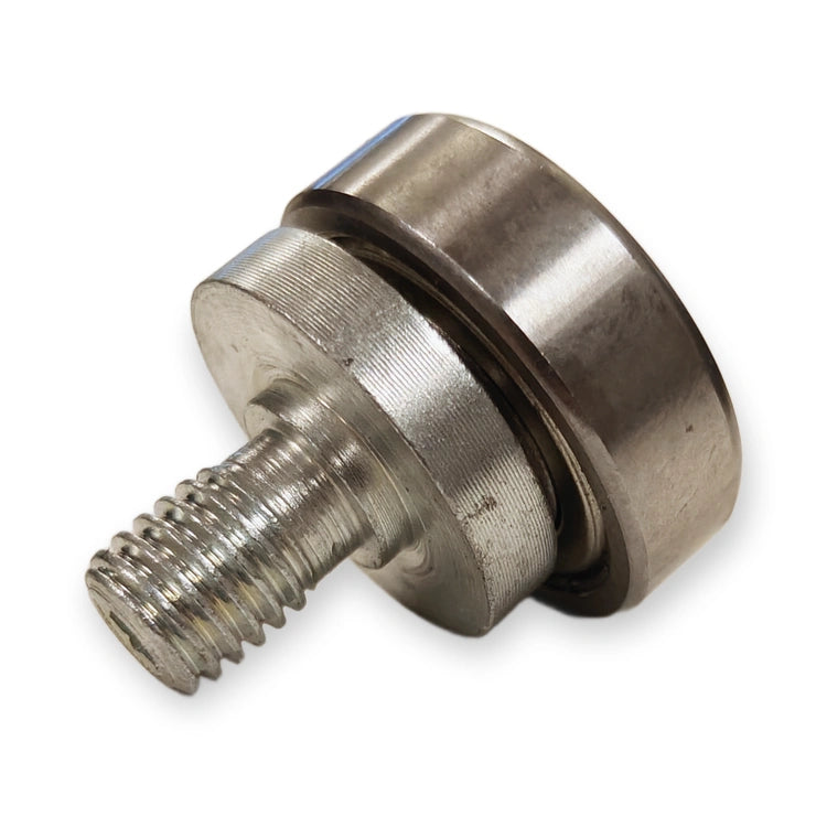 KONE compatible eccentric counter roller 30 mm steel with shoulder bolt on white background.