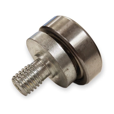 KONE compatible eccentric counter roller 30 mm steel with shoulder bolt on white background.