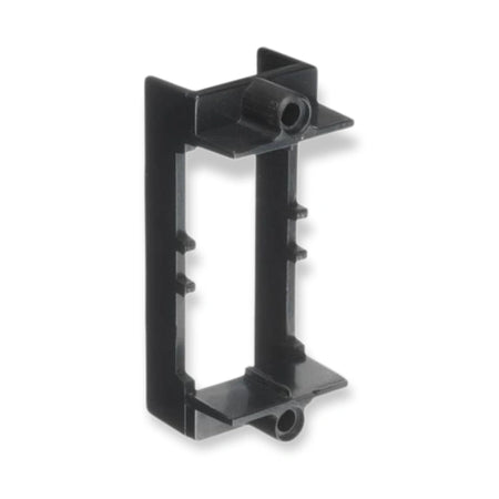 Kone-M Microbutton Fixing Vandal Resistent KM392712H01, black plastic frame with side clips and top and bottom mounting holes, on white background.