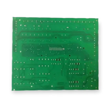 Kone LCEADOE Board KM50006052G02, top view of green circuit board with solder pads and traces, on white background.