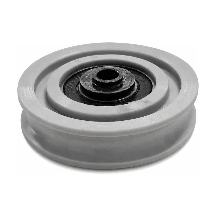 KONE KM60076G01 ADM/ADR-compatible hanger roller 70/60 × 15 mm with 6203 bearing and open centre collar, SKU KM60076G01-3rd, shown in a low-profile studio view.