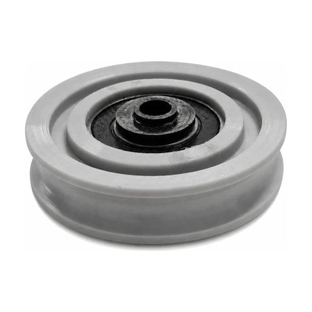 KONE KM60076G01 ADM/ADR-compatible hanger roller 70/60 × 15 mm with 6203 bearing and open centre collar, SKU KM60076G01-3rd, shown in a low-profile studio view.