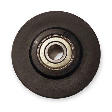 KONE AMD closing weight pulley 48 mm with 608Z ball bearing, front view on white background.