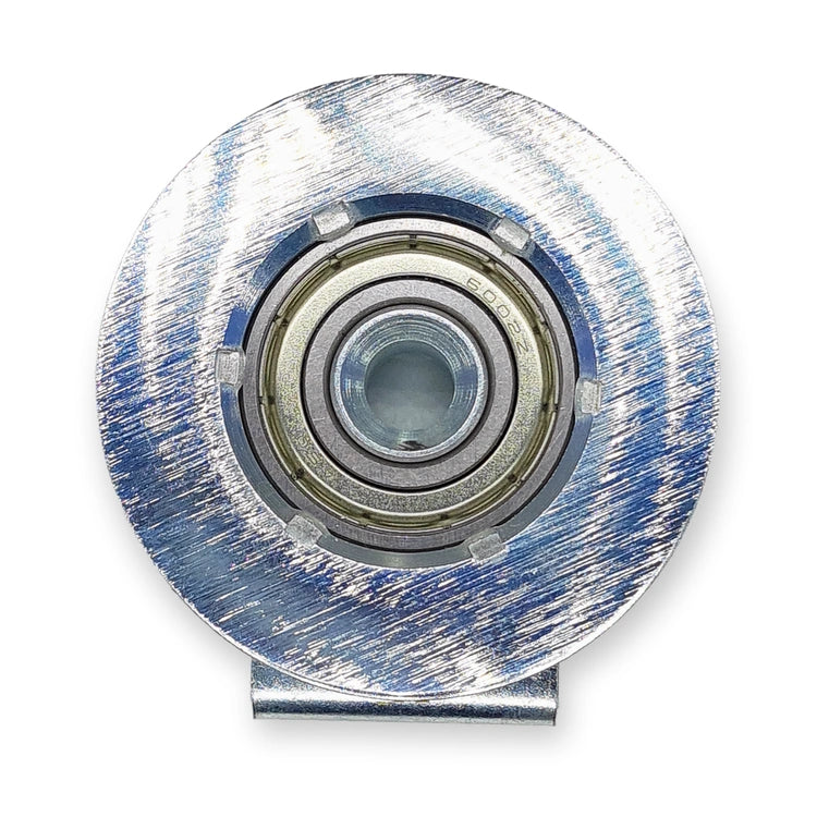 KONE ADX2 hanger roller KM61501G12, front view of the wheel with 6002Z ball bearing, on white background.