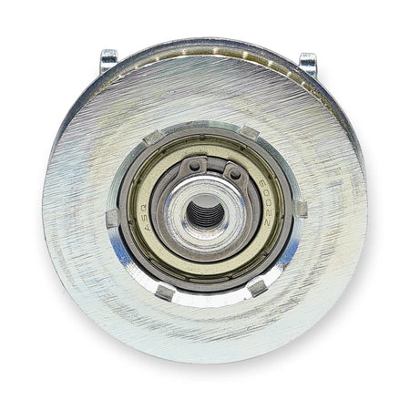 KONE ADX1/2 door hanger roller KM61501G13, front face showing the 6002Z ball bearing and circlip on white background.
