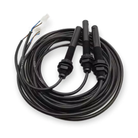 Kone Monospace Magnetic switch set 61U/61N/30 OEM (KM713226G01), top-down view of coiled black cables with cylindrical sensors and connectors, on white background.
