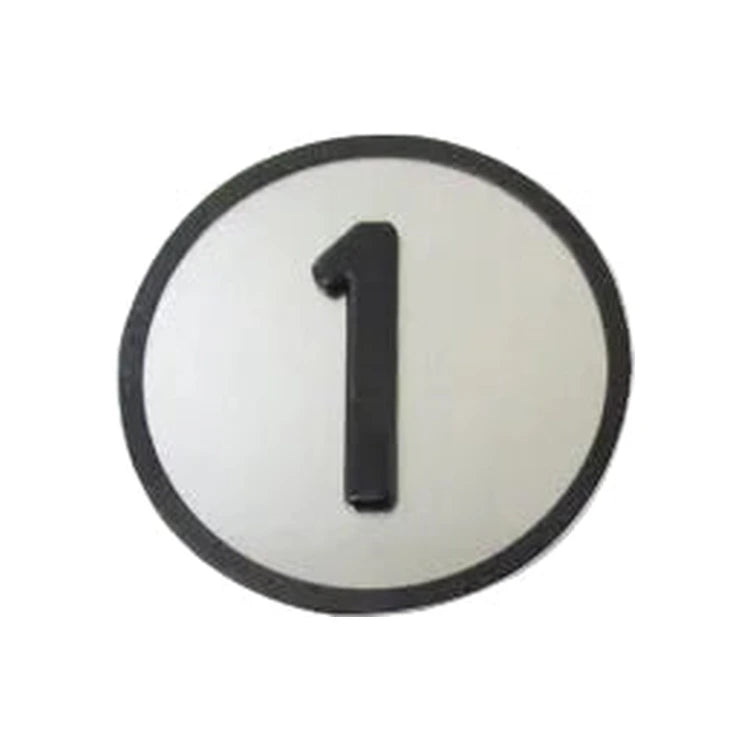 KONE KSS push button symbol 1 KM801054G001, grey with raised black tactile number, on white background.