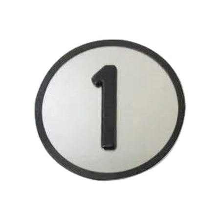 KONE KSS push button symbol 1 KM801054G001, grey with raised black tactile number, on white background.